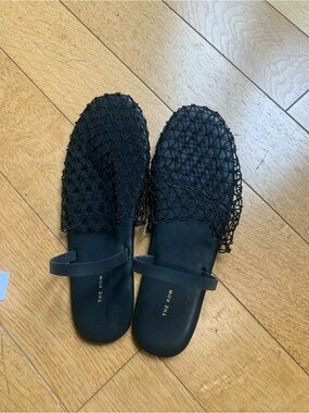 The Row Black Net-Overlay Slide Mules